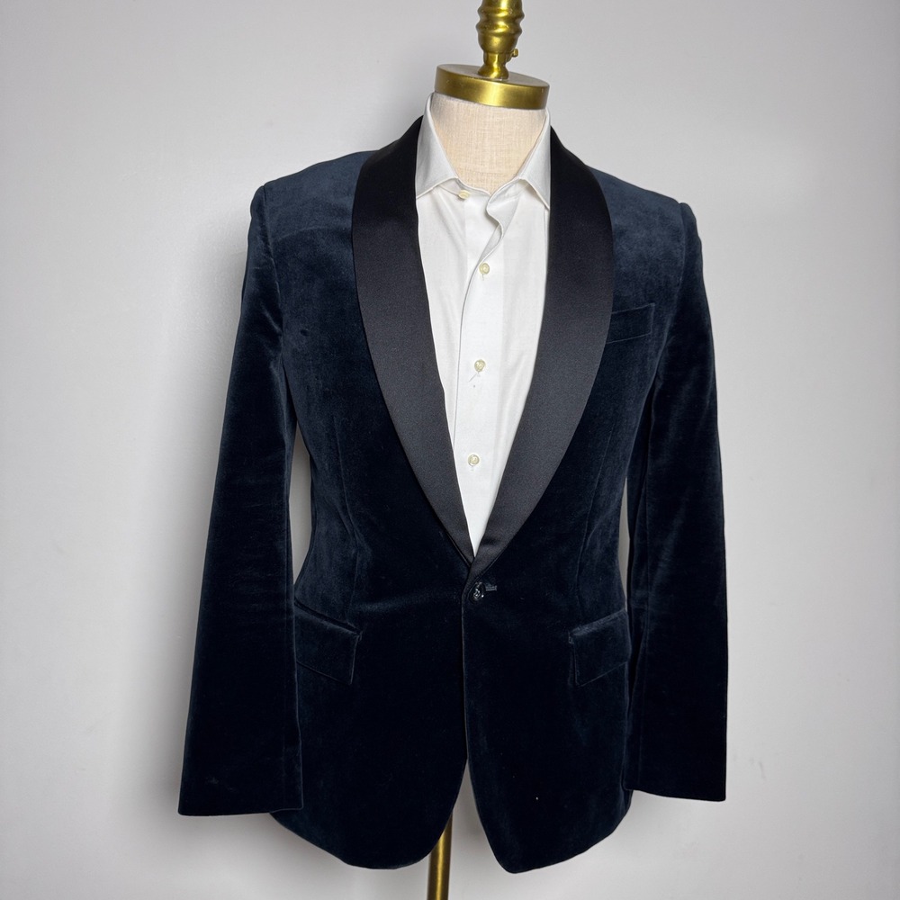J.Crew Ludlow Tuxedo Blazer Mens 38R Navy Solid Velvet Shawl Lapel Slim Fit